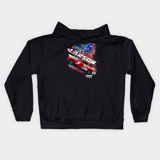 Kyle Larson #5 Valvoline Patriotic Kids Hoodie by art.Hamdan